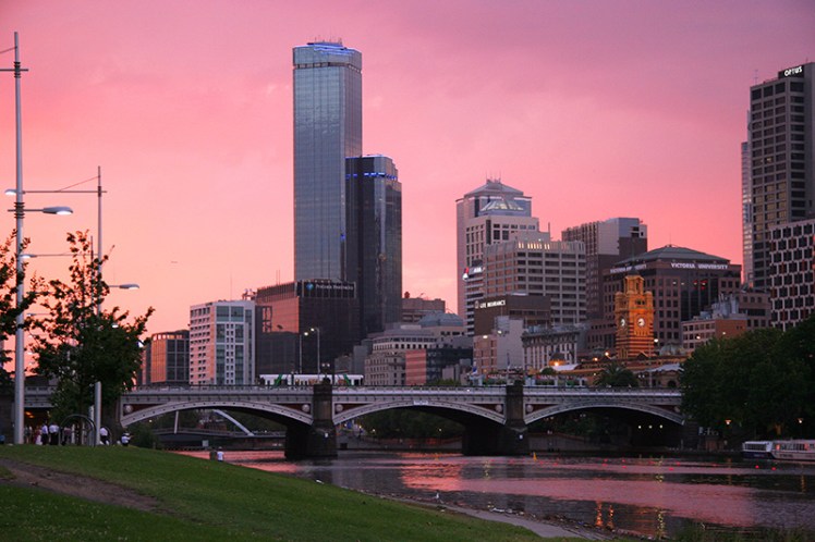 Sunset over Melbourne and the Yarra River